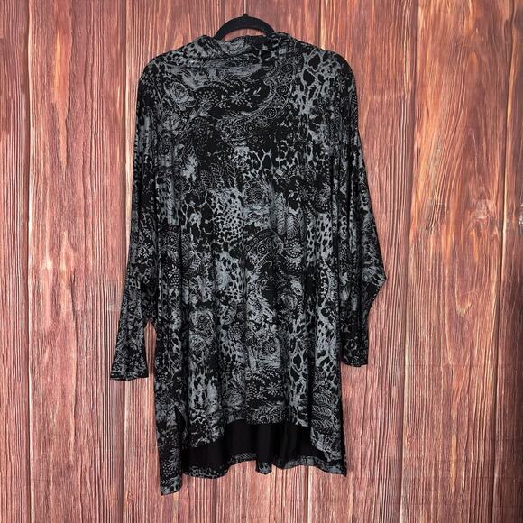 Bryn Walker Womens Metallic Artsy Cowl Neck Tunic Top Black Gray Size Medium M - Picture 7 of 8
